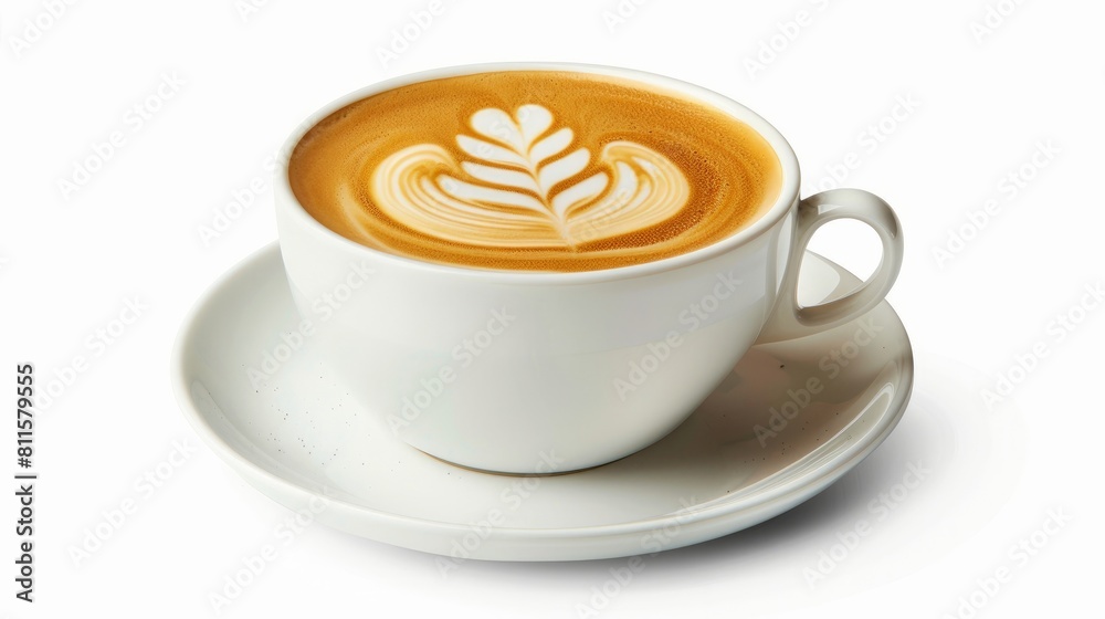 A professionally isolated image of a cup of coffee latte on a white background A professionally isolated image of a cup of coffee latte on a white background