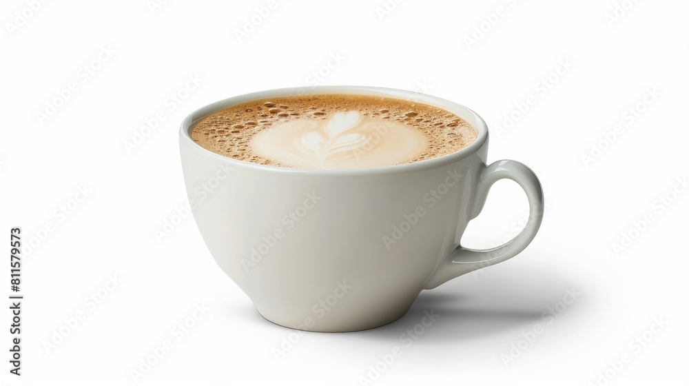 A professionally isolated image of a cup of coffee latte on a white background