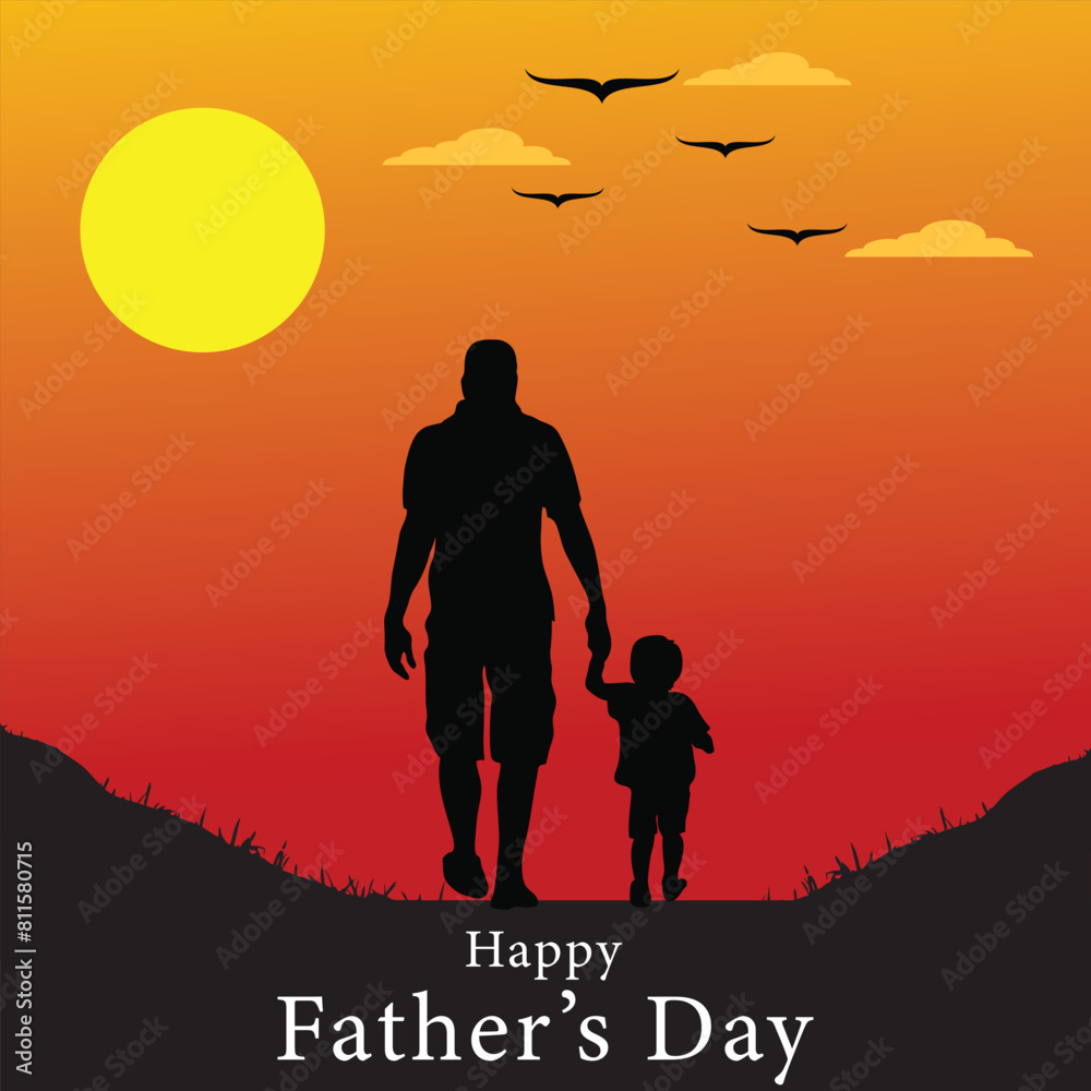 Happy Father's Day Greetings Orange Black Background Social Media Design Banner Vector Happy Father's Day Greetings Orange Black Background Social Media Design Banner Vector