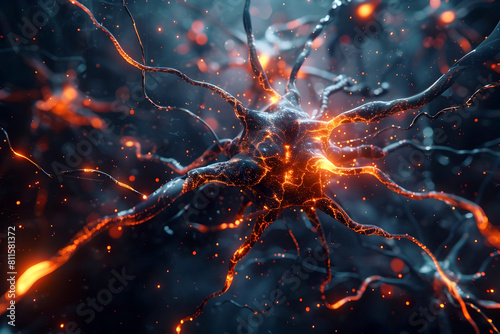 Stylized 3D Animation Showcasing the Firing and Propagation of Neural Signals Through the Nervous System description:This stunning 3D animation