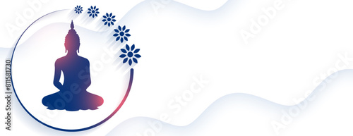 elegant buddha or guru purnima white banner with text space