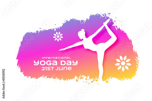 papercut style international yoga day background with grunge effect