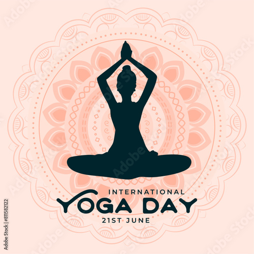 elegant yoga day mandala background for spiritual peace and wellness
