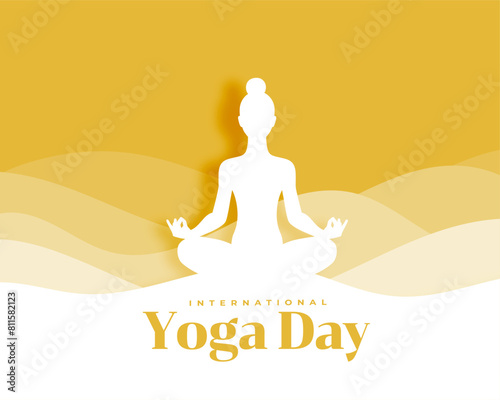 international yoga day celebration poster in papercut style
