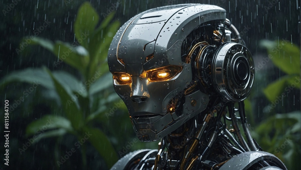Fototapeta premium robot under rain