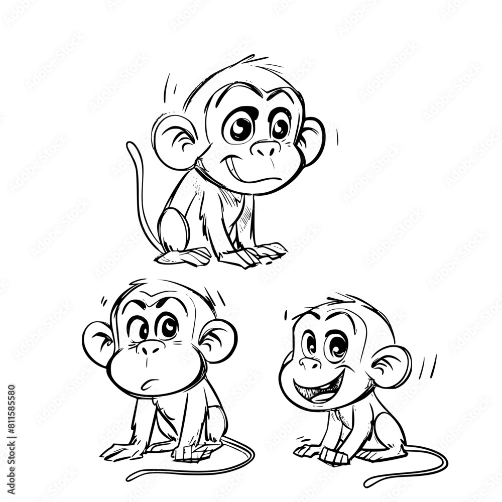 Baby Monkey SVG, Monkey Svg, Monkey Clipart, Doodle Animal Svg, Doodle