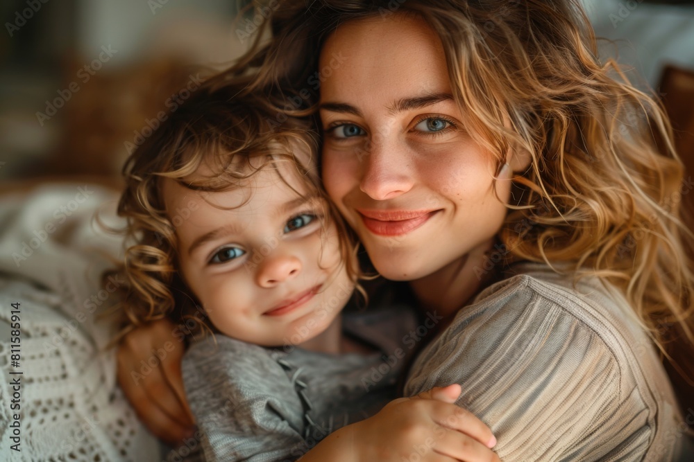 Happy Mother and her child created with Generative AI Happy Mother and her child created with Generative AI