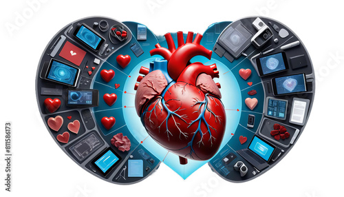 Obraz na płótnie detail shown art human view interface virtual high 3d reality background tech simulation panoramic nubes panorama three-dimensional medicals technology health care cardiology anatomy biology w salonie