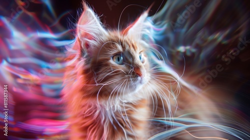 cat with neon effect photo