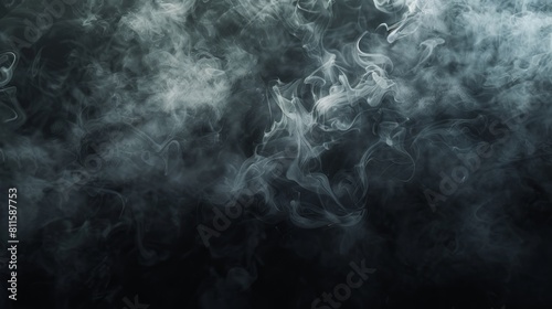 Smoke billows against dark background, central space open for text.