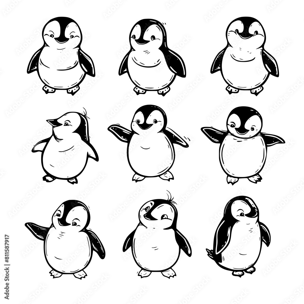 Obraz premium Baby Penguin SVG, Penguin Svg, Penguin Clipart, Doodle Animal Svg, Doodle Penguin Svg, Cute Penguin Svg, Penguin Png, Penguin Vector, Jungle Animal Svg, Cute Baby Penguin Svg, Penguin Outline Svg, Kid