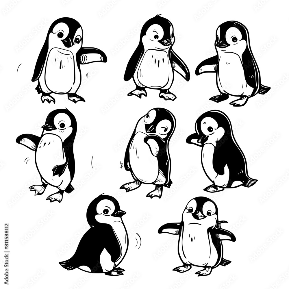 Baby Penguin SVG, Penguin Svg, Penguin Clipart, Doodle Animal Svg