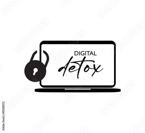 digital detox sign on white background
