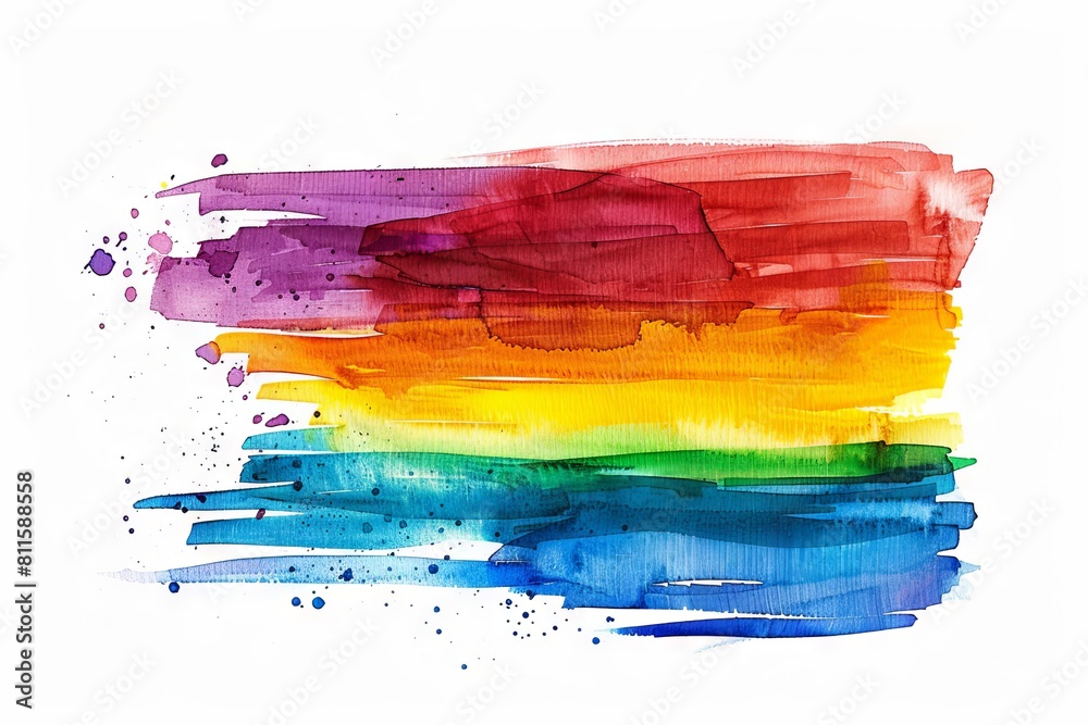 A watercolor painting of a rainbow flag. A watercolor painting of a rainbow flag.