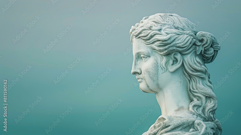 Serene stone sculpture of a woman's profile