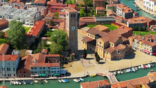 Aerial view of Basilica dei Santi Maria e Donato in Venice City, Italy in daytime photo