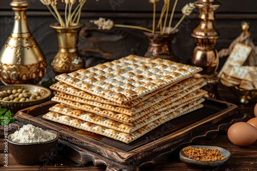 Matzah - Jewish Passover holiday flatbread with honey.