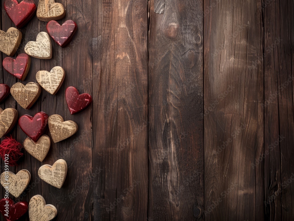 Wooden hearts on rustic background Wooden hearts on rustic background