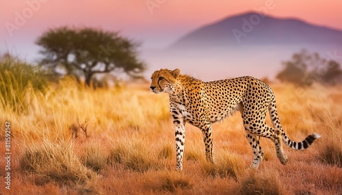 Savanna Hunt: Digital Depiction of a Cheetah on the Prowl