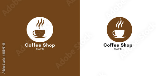 Vintage line art coffee logo template, Print, Coffee shop logo design illustration