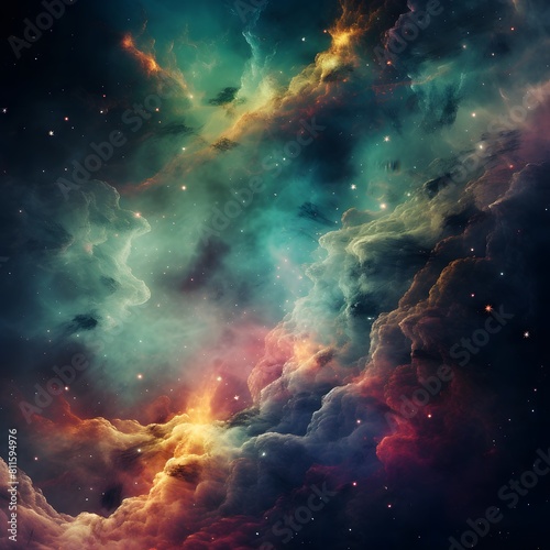 Amazing nebula in space with vibrant colors. Generative AI.