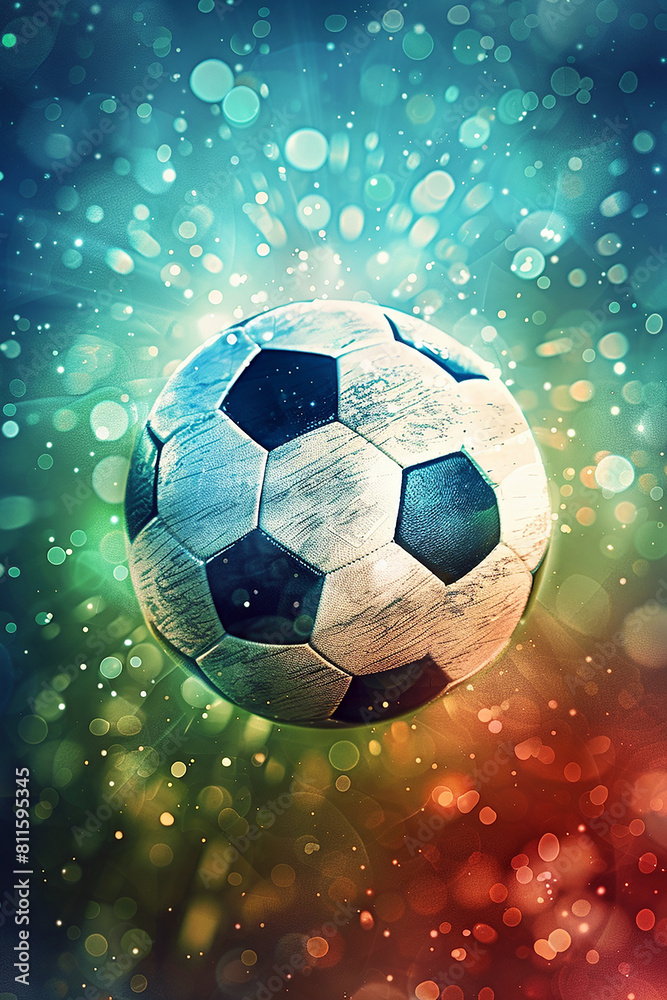 Naklejka premium Dynamic presentation of a football match. AI generative.