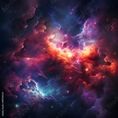 Amazing nebula in space with vibrant colors. Generative AI.