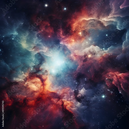 Amazing nebula in space with vibrant colors. Generative AI. © Studicon