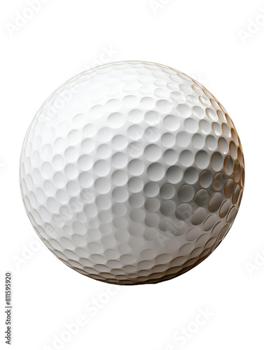 White golf ball with dimples isolated on a transparent background.