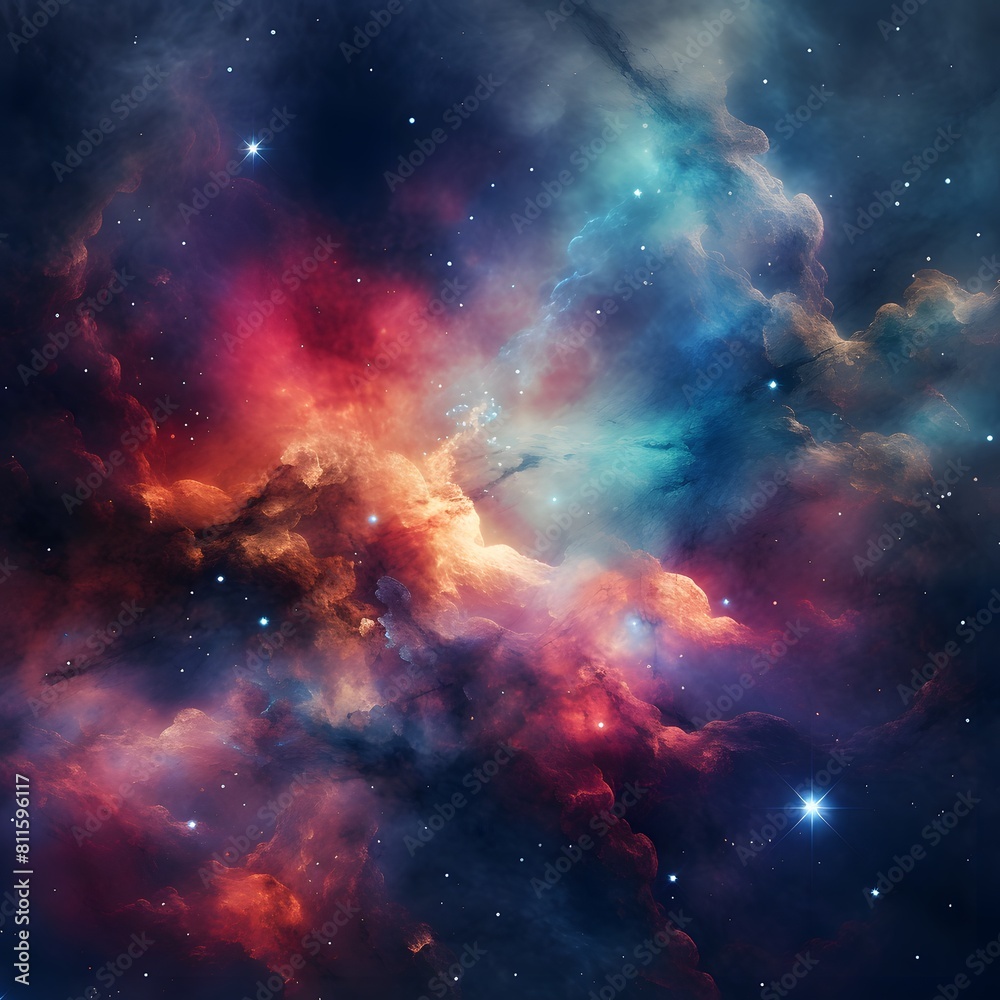Amazing nebula in space with vibrant colors. Generative AI.