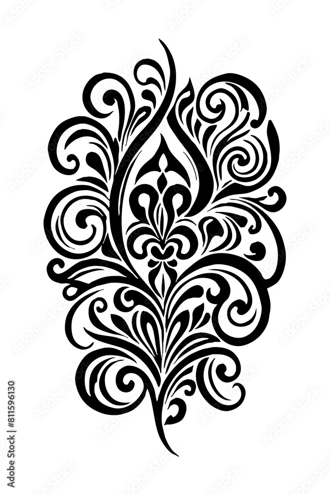 Botanical black and white pattern. For use on tattoos, posters, textiles, T-shirt printing. Generated by Ai Botanical black and white pattern. For use on tattoos, posters, textiles, T-shirt printing. Generated by Ai