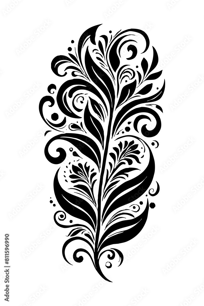Botanical black and white pattern. For use on tattoos, posters, textiles, T-shirt printing. Generated by Ai Botanical black and white pattern. For use on tattoos, posters, textiles, T-shirt printing. Generated by Ai