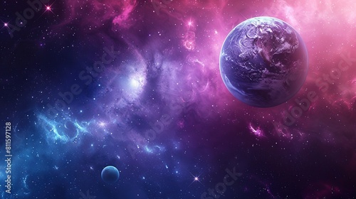 Planets and galaxy  science fiction wallpaper. Beauty of deep space. Billions of galaxies in the universe Cosmic art background