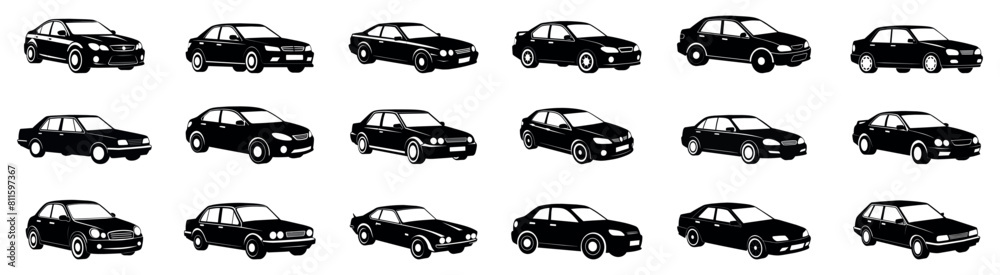 Set of car silhouettes. Automobile collection