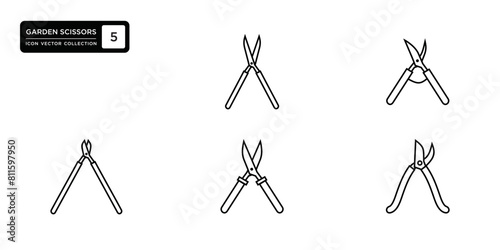 Garden scissors icon collection, vector icon templates editable and resizable.