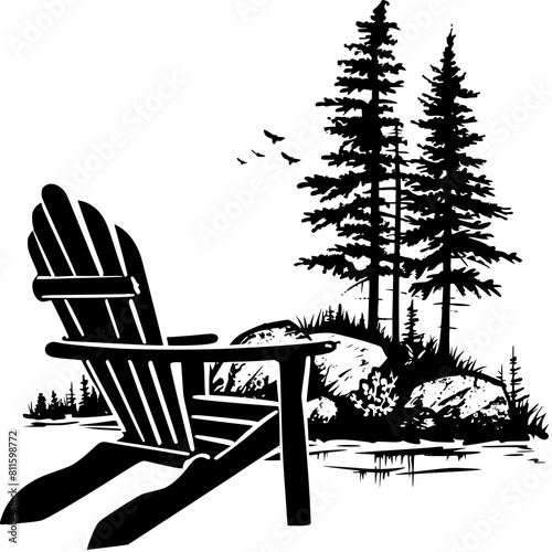 Adirondack Chair png, Adirondack Chair, Chair vector, Adirondack Scene SVG, Beach chair svg, Lounge chair svg, Muskoka clip art, Camping Cabin, Campfire Svg, Adirondack chair SVG, camping svg, forest,