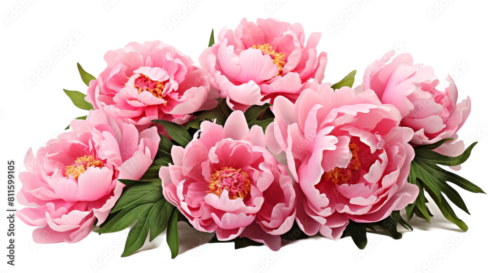 Isolated Pink Peonies on Transparent Background.