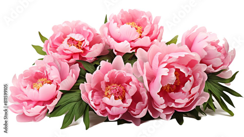 Isolated Pink Peonies on Transparent Background.