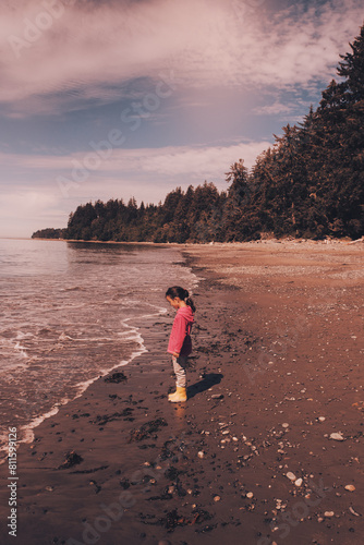 Children exploring outdoors on Canada west coast