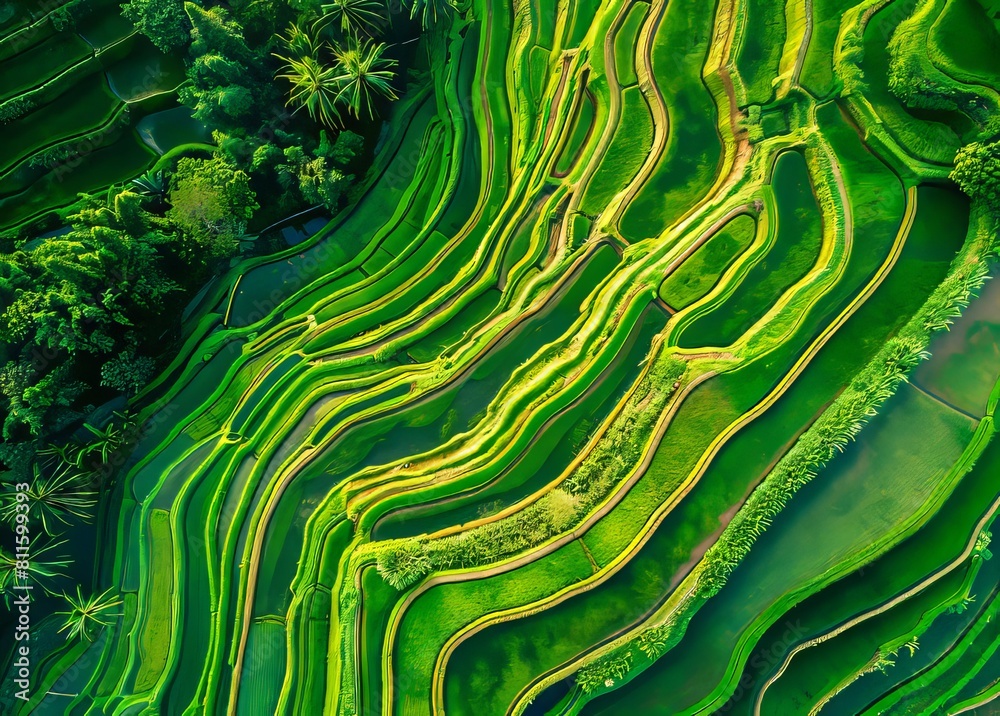 Aerial view of rice terraces in bali.