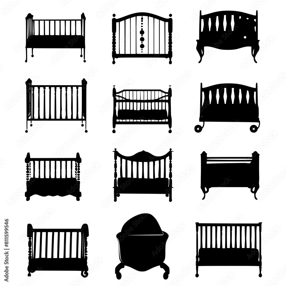Baby Crib Svg, Baby Crib Clipart, Baby Crib Cut Files, Baby Crib png