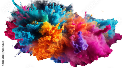 Colorful Powder Explosion Splash on Transparent Background.