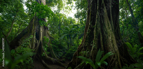 Fototapeta Naklejka Na Ścianę i Meble -  Rainforest with big trees in Costa Rica