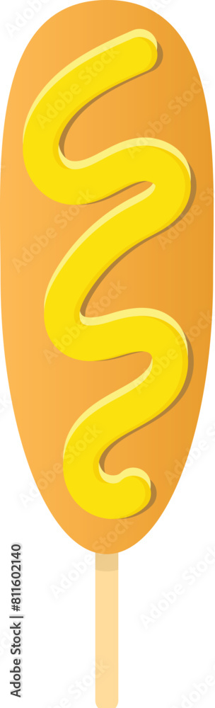 Corn Dog With Yellow Sauce Illustration Corn Dog With Yellow Sauce Illustration