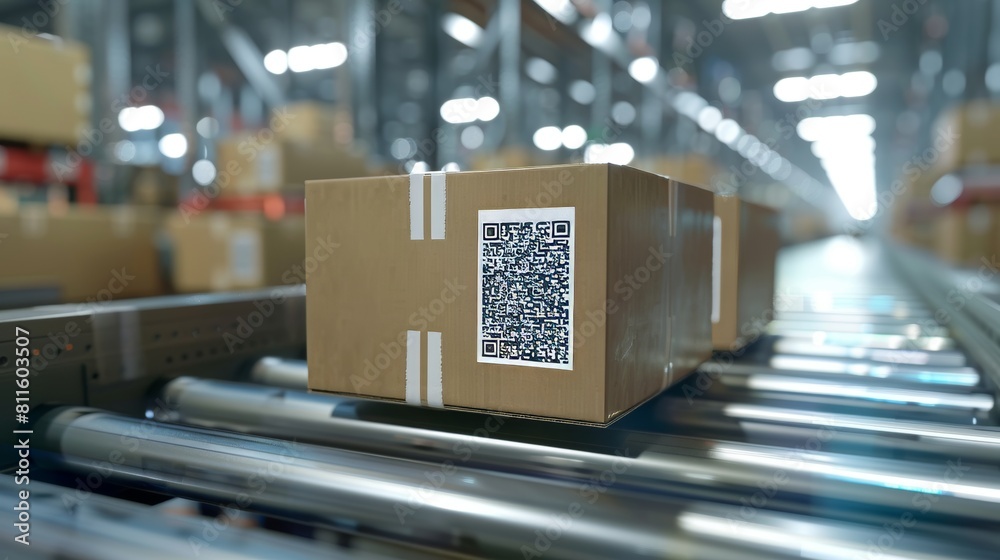 Cardboard box tags and QR codes for efficient tracking Stock ...