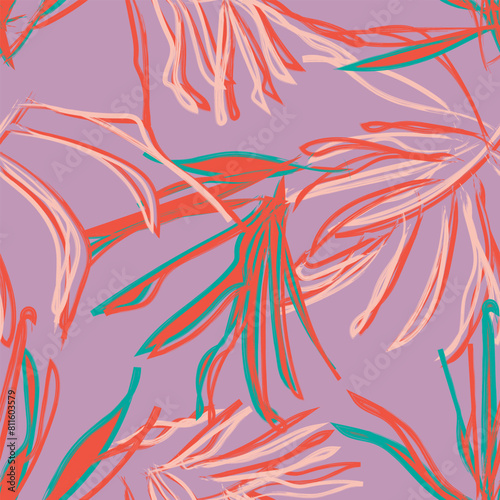 Colourful Tropical Leaf Seamless Pattern Design