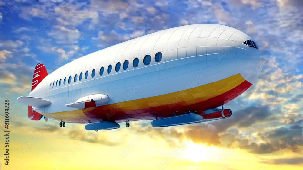 Zeppelin at sunset. Seamless looping time-lapse 4k video animation background Zeppelin at sunset. Seamless looping time-lapse 4k video animation background