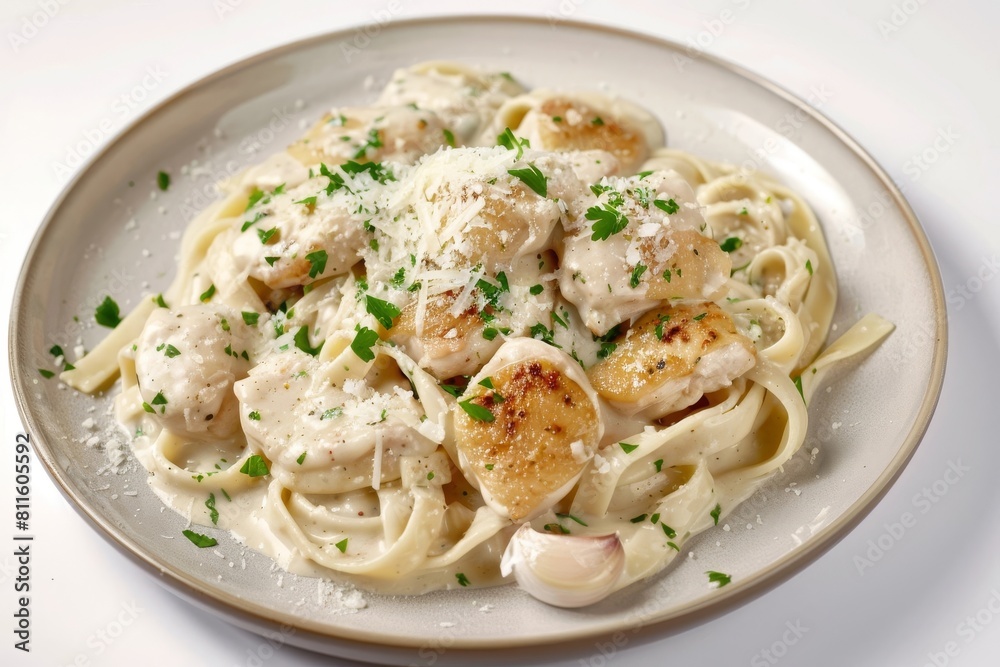 40-Cloves-of-Garlic Chicken Alfredo on Elegant Dinner Plate