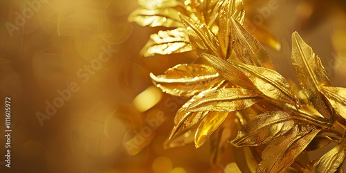 Golden Merry Christmas with bokeh defocused lights seasonal illustration.
 photo