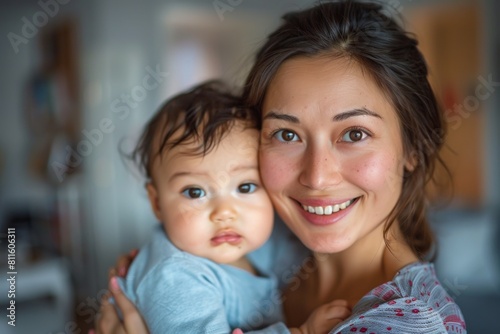 Happy Mother and her child created with Generative AI